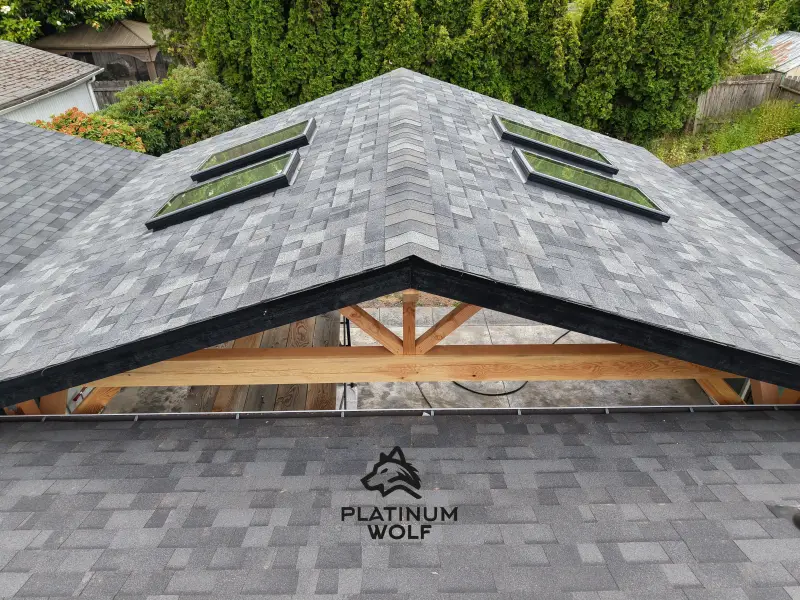 Covered patio roofing upgrade with skylight — photo 2