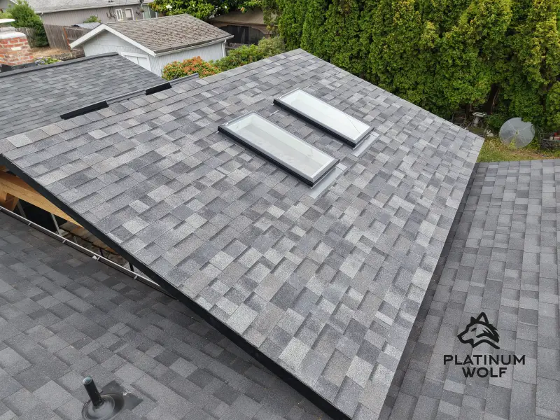 Covered patio roofing upgrade with skylight — photo 3